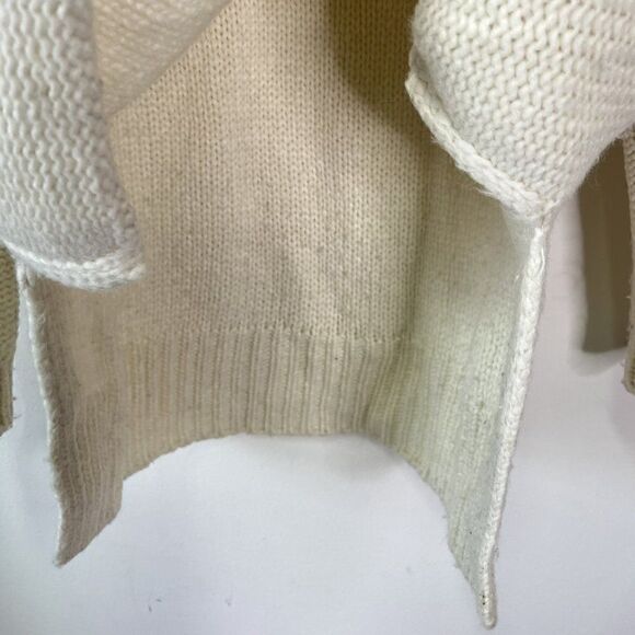 Eileen Fisher Baby Alpaca Cable Knit Boxy Hi-Low Sweater in Cream - Picture 5 of 8